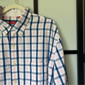 [XLT] Izod Golf Men’s Spring Pastels Plaid White Button Down Cotton Dress Shirt